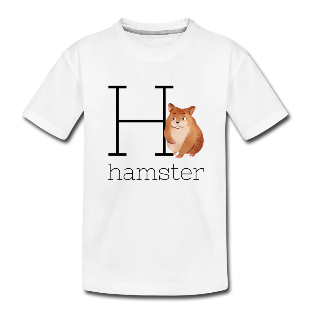 H is for Hamster Alphabet Letter of the Day Organic Toddler T-shirt - white