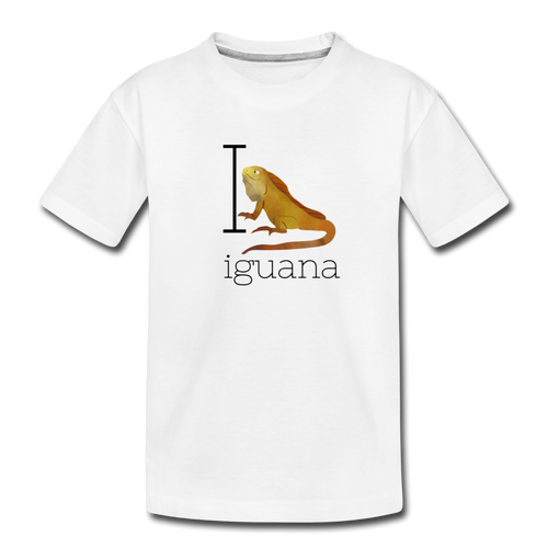 I is for Iguana Alphabet Letter of the Day Organic Toddler T-shirt - white