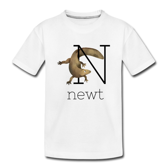 N is for Newt Alphabet Letter of the Day Organic Toddler T-shirt - white
