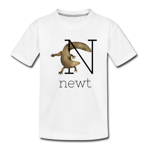 N is for Newt Alphabet Letter of the Day Organic Toddler T-shirt - white