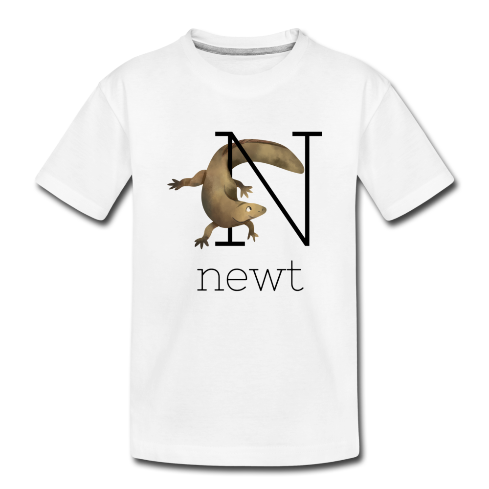 N is for Newt Alphabet Letter of the Day Organic Toddler T-shirt - white
