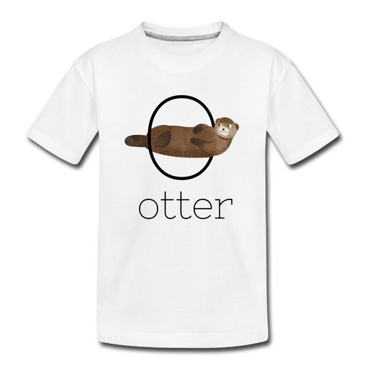 O is for Otter Alphabet Letter of the Day Organic Toddler T-shirt - white
