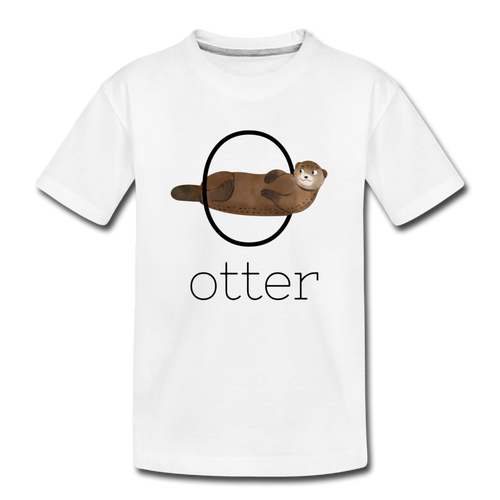 O is for Otter Alphabet Letter of the Day Organic Toddler T-shirt - white