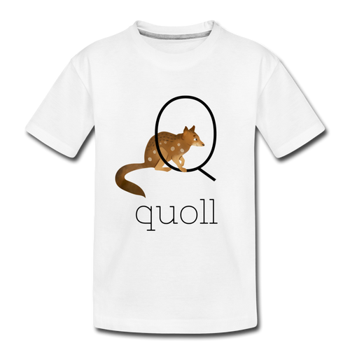 Q is for Quoll Alphabet Letter of the Day Organic Toddler T-shirt - white