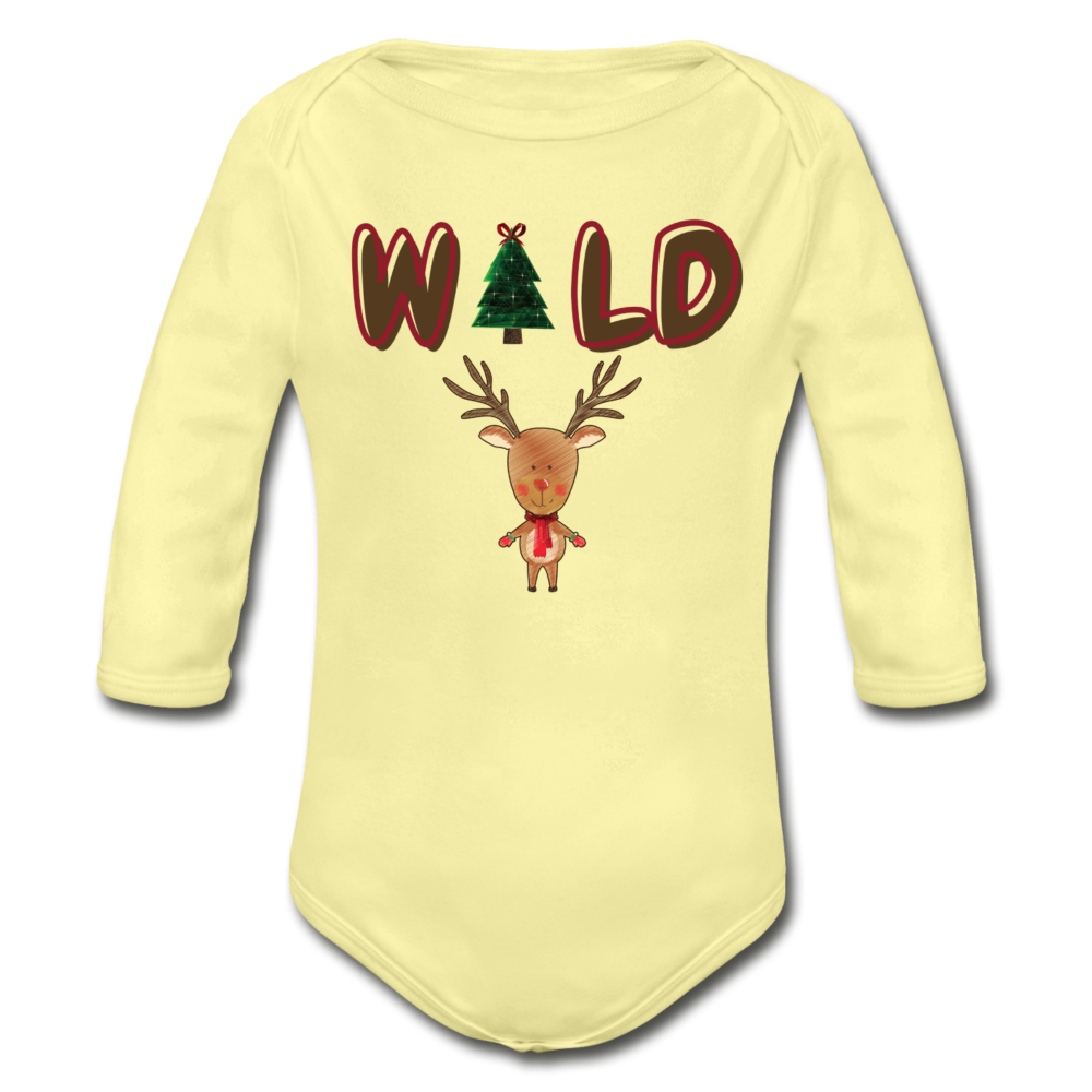 WILD Organic Long Sleeve Baby Christmas Onesie - washed yellow