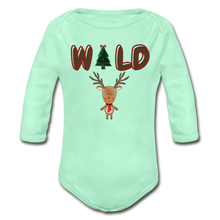 Load image into Gallery viewer, WILD Organic Long Sleeve Baby Christmas Onesie - light mint
