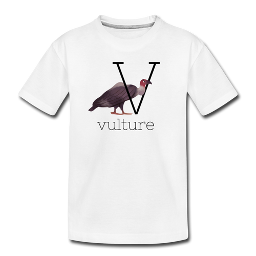 V is for Vulture Alphabet Letter of the Day Organic Toddler T-shirt - white