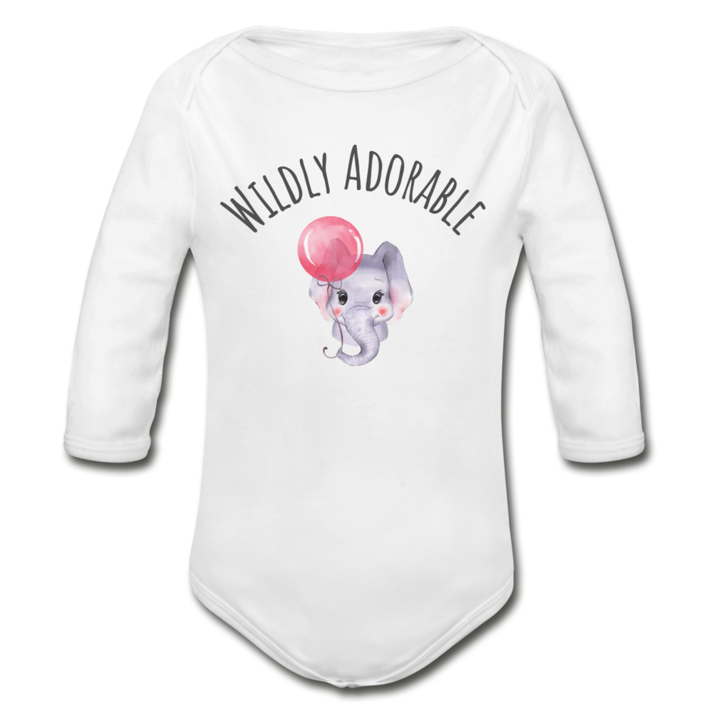 "Wildly Adorable" Organic Long Sleeve Onesie - white