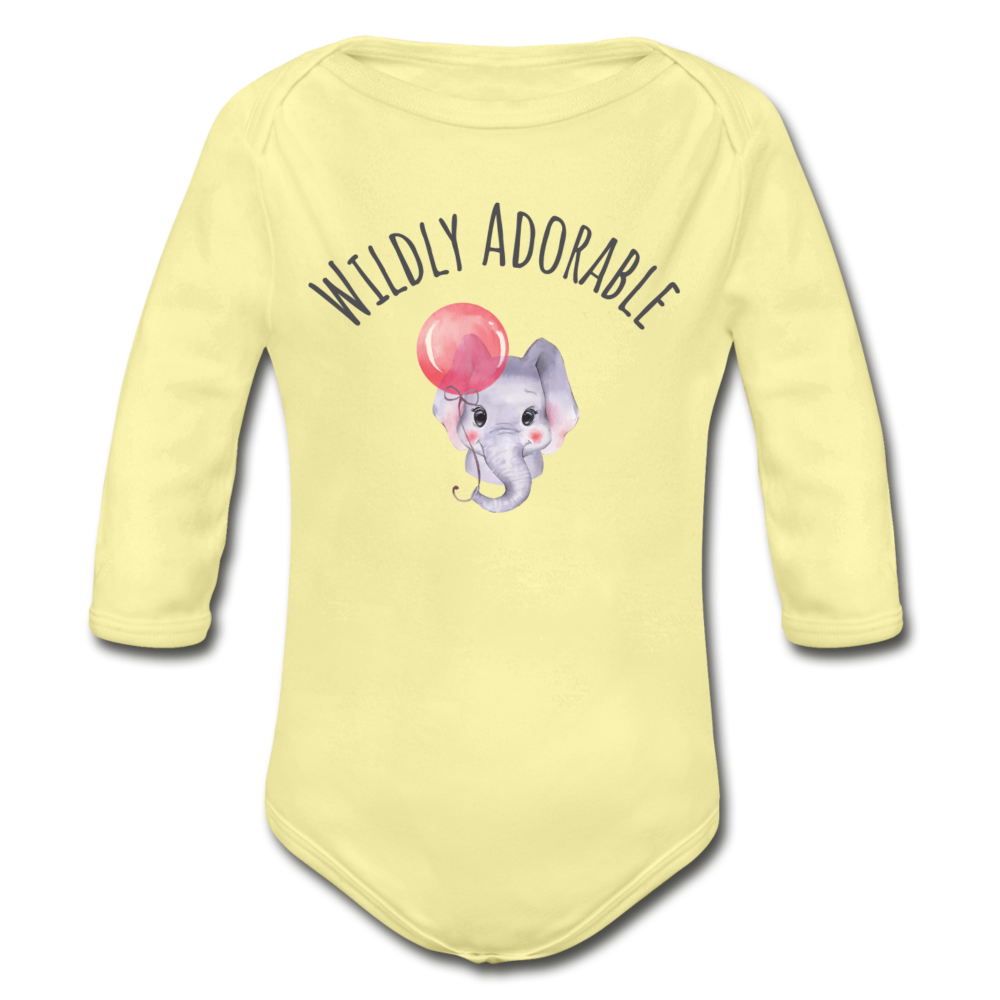 "Wildly Adorable" Organic Long Sleeve Onesie - washed yellow
