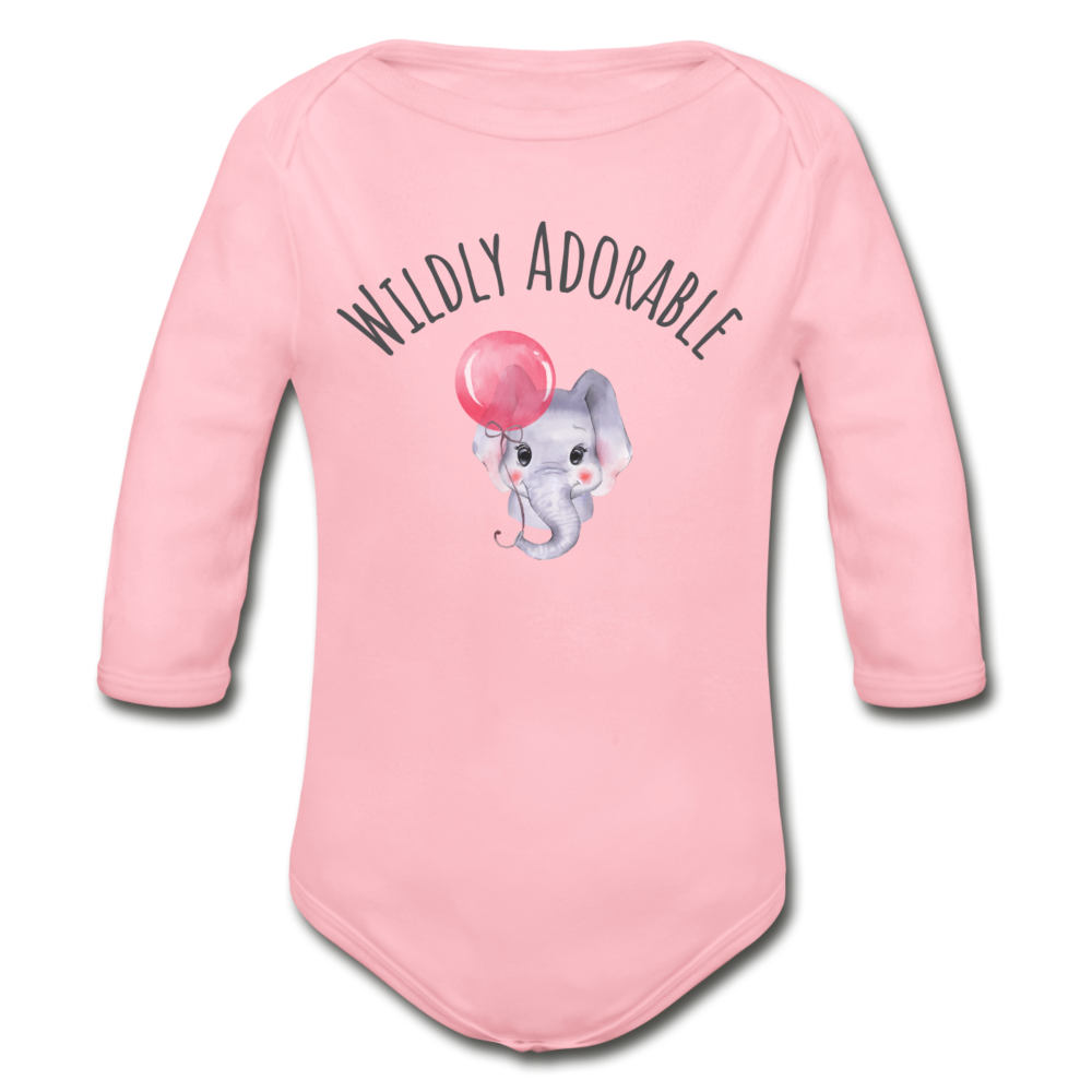 "Wildly Adorable" Organic Long Sleeve Onesie - light pink