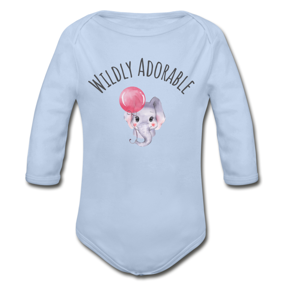 "Wildly Adorable" Organic Long Sleeve Onesie - sky