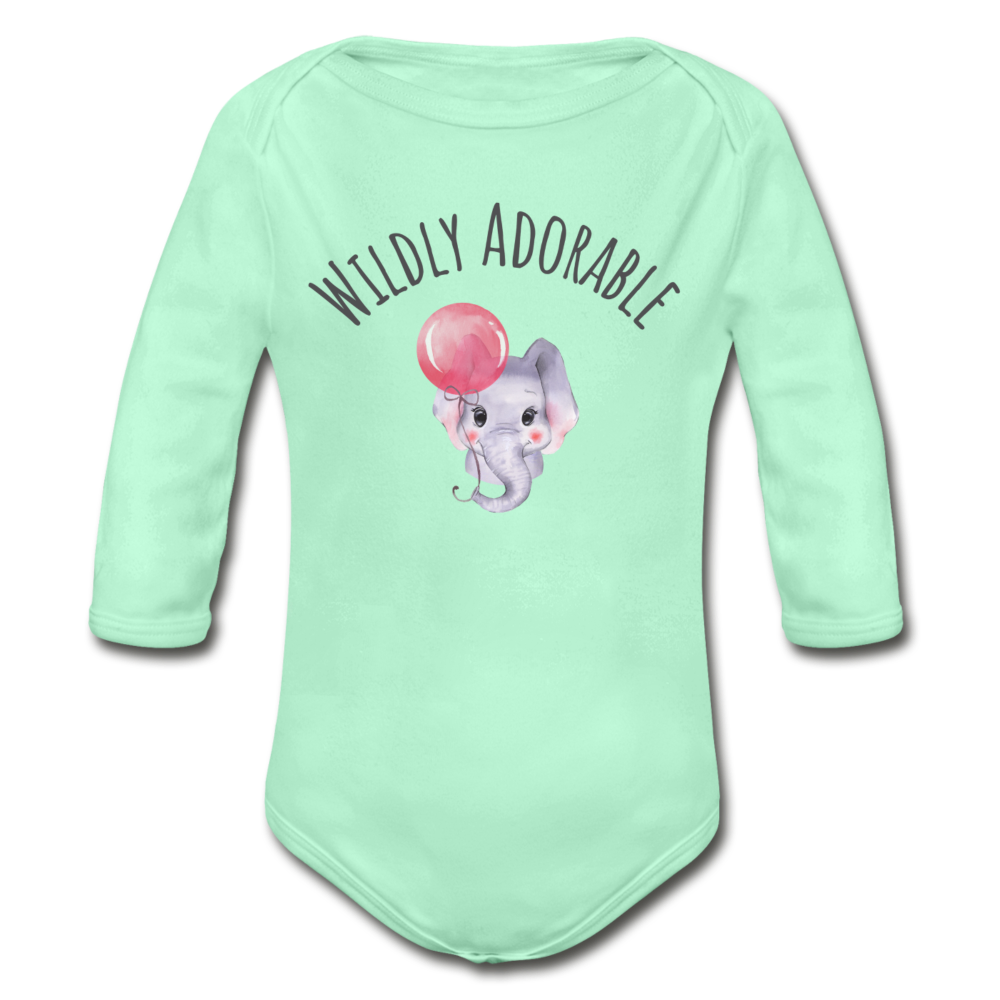 "Wildly Adorable" Organic Long Sleeve Onesie - light mint
