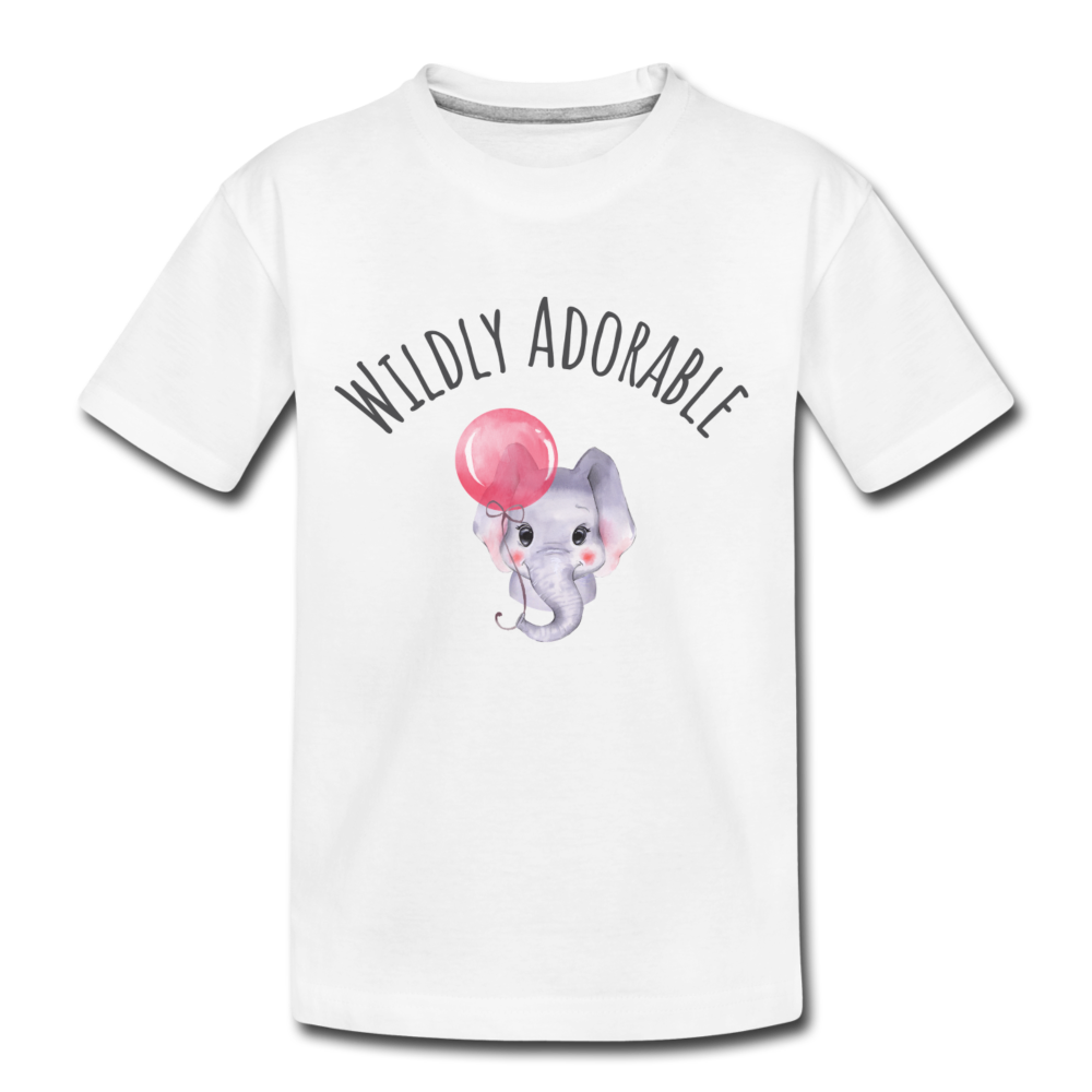 "Wildly Adorable" Organic Kids' T-shirt | Elephant - white