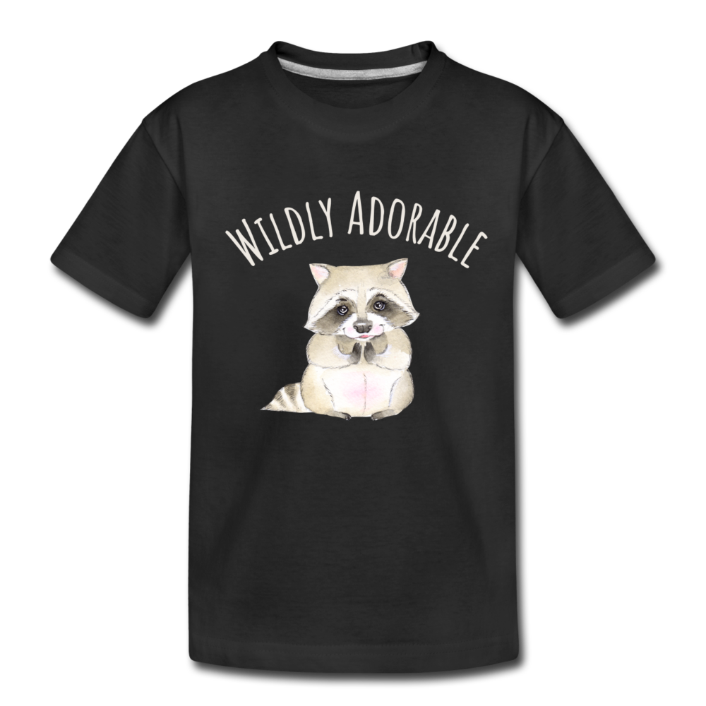 "Wildly Adorable" Organic Kids' T-shirt | Racoon - black