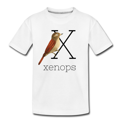 X is for Xenops Alphabet Letter of the Day Organic Toddler T-shirt - white