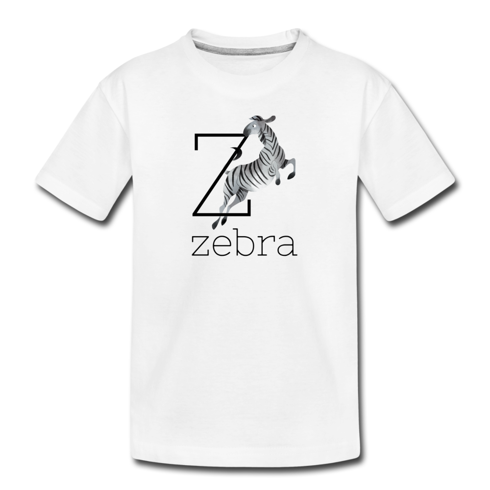Z is for Zebra Alphabet Letter of the Day Organic Toddler T-shirt - white