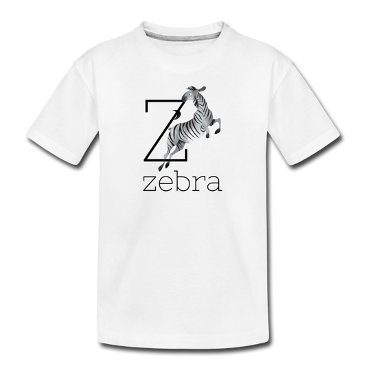 Z is for Zebra Alphabet Letter of the Day Organic Toddler T-shirt - white
