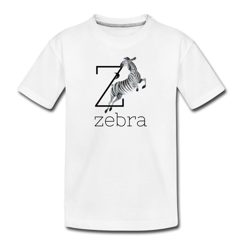 Z is for Zebra Alphabet Letter of the Day Organic Toddler T-shirt - white