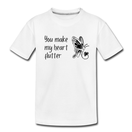 "You Make My Heart Flutter" Organic Toddler T-shirt - white