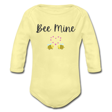 Load image into Gallery viewer, &quot;Bee Mine&quot; Organic Long Sleeve Onesie - washed yellow
