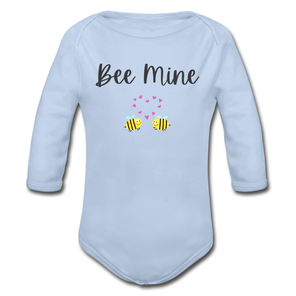 "Bee Mine" Organic Long Sleeve Onesie - sky