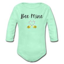 Load image into Gallery viewer, &quot;Bee Mine&quot; Organic Long Sleeve Onesie - light mint
