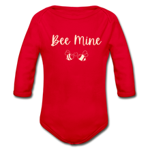 Load image into Gallery viewer, &quot;Bee Mine&quot; Organic Long Sleeve Onesie | Dark Colors - red
