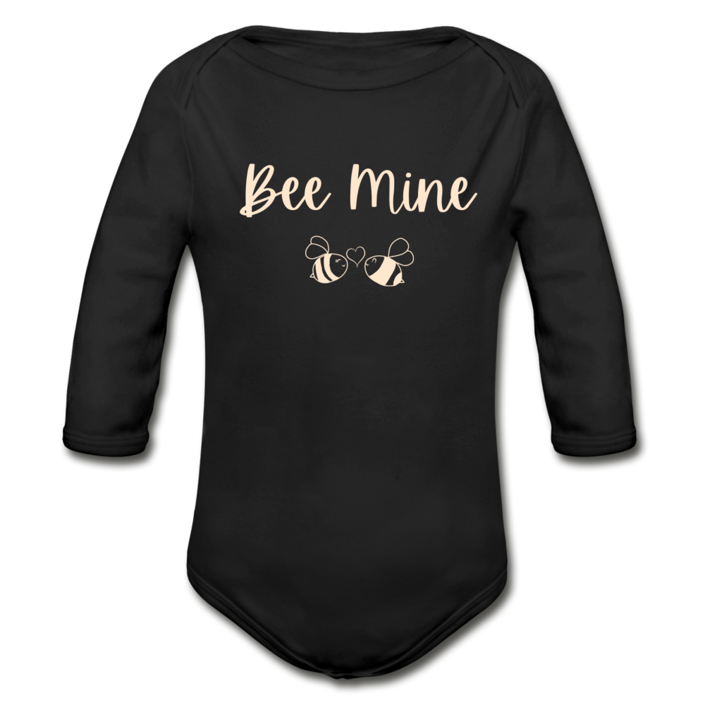 "Bee Mine" Organic Long Sleeve Onesie | Dark Colors - black