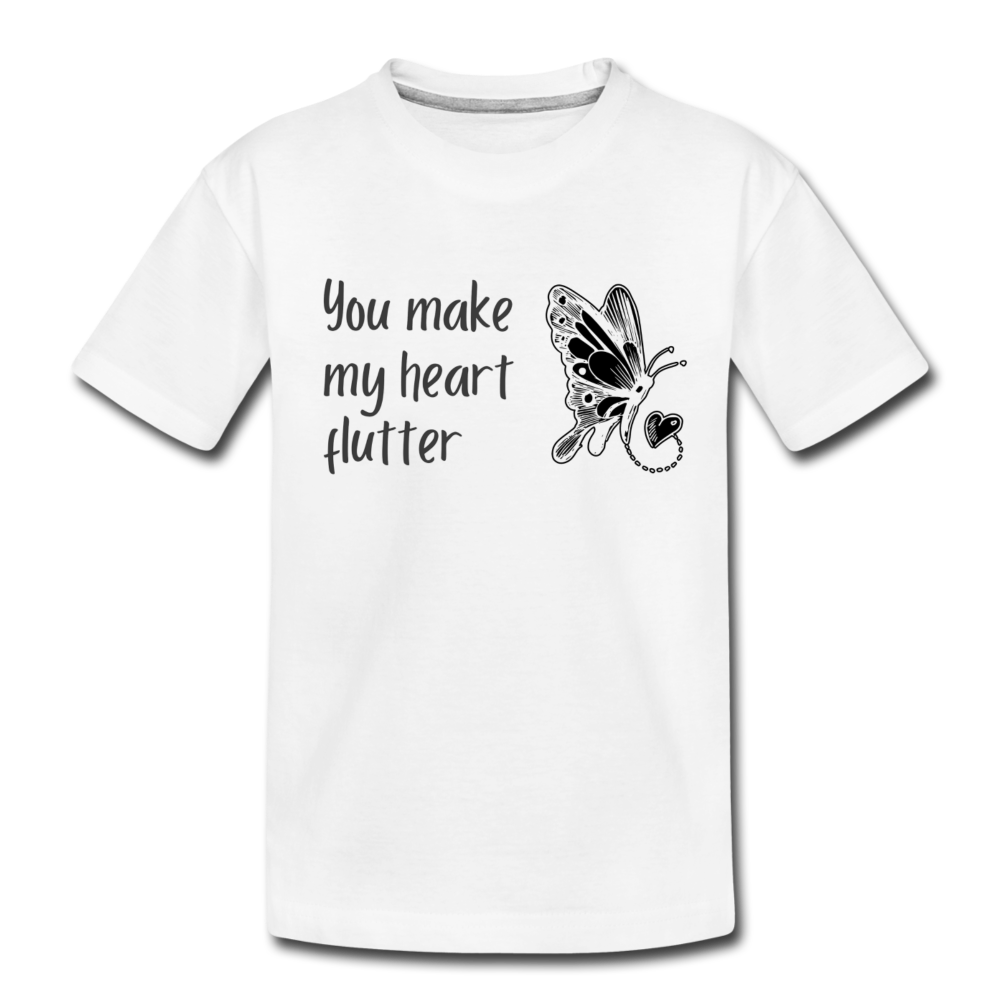 "You Make My Heart Flutter" Organic Kids' T-shirt - white