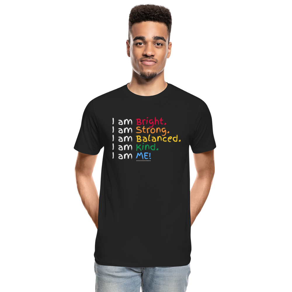 Affirmations Mantra Organic  Men's T-shirt | Black and Navy - black