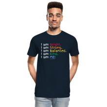 Load image into Gallery viewer, Affirmations Mantra Organic  Men&#39;s T-shirt | Black and Navy - deep navy
