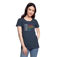 Load image into Gallery viewer, Affirmations Mantra Organic Women&#39;s T-shirt | Navy and Black - navy
