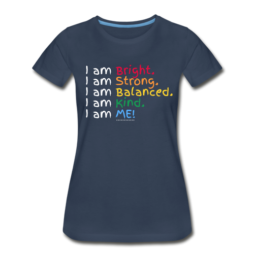 Affirmations Mantra Organic Women's T-shirt | Navy and Black - navy