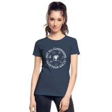 Load image into Gallery viewer, Not All Classrooms Have Four Walls Organic Women&#39;s T-shirt | Navy and Black - navy
