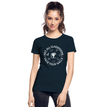 Load image into Gallery viewer, Not All Classrooms Have Four Walls Organic Women&#39;s T-shirt | Navy and Black - deep navy

