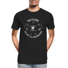 Load image into Gallery viewer, Nature is My Classroom Organic Men&#39;s T-shirt | Navy and Black - black
