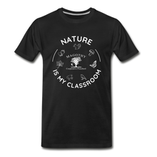 Load image into Gallery viewer, Nature is My Classroom Organic Men&#39;s T-shirt | Navy and Black - black
