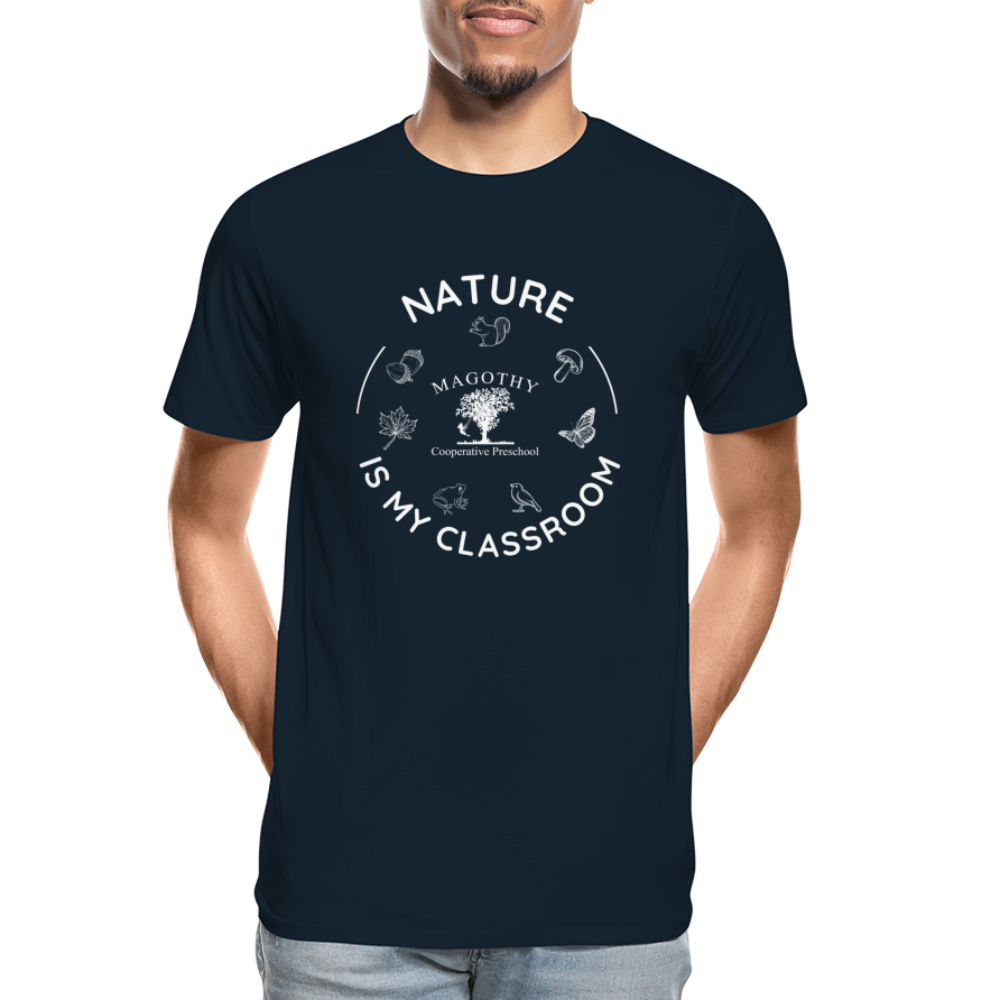 Nature is My Classroom Organic Men's T-shirt | Navy and Black - deep navy