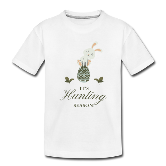 Organic Toddler "It's Hunting Season" Easter T-shirt | White - white